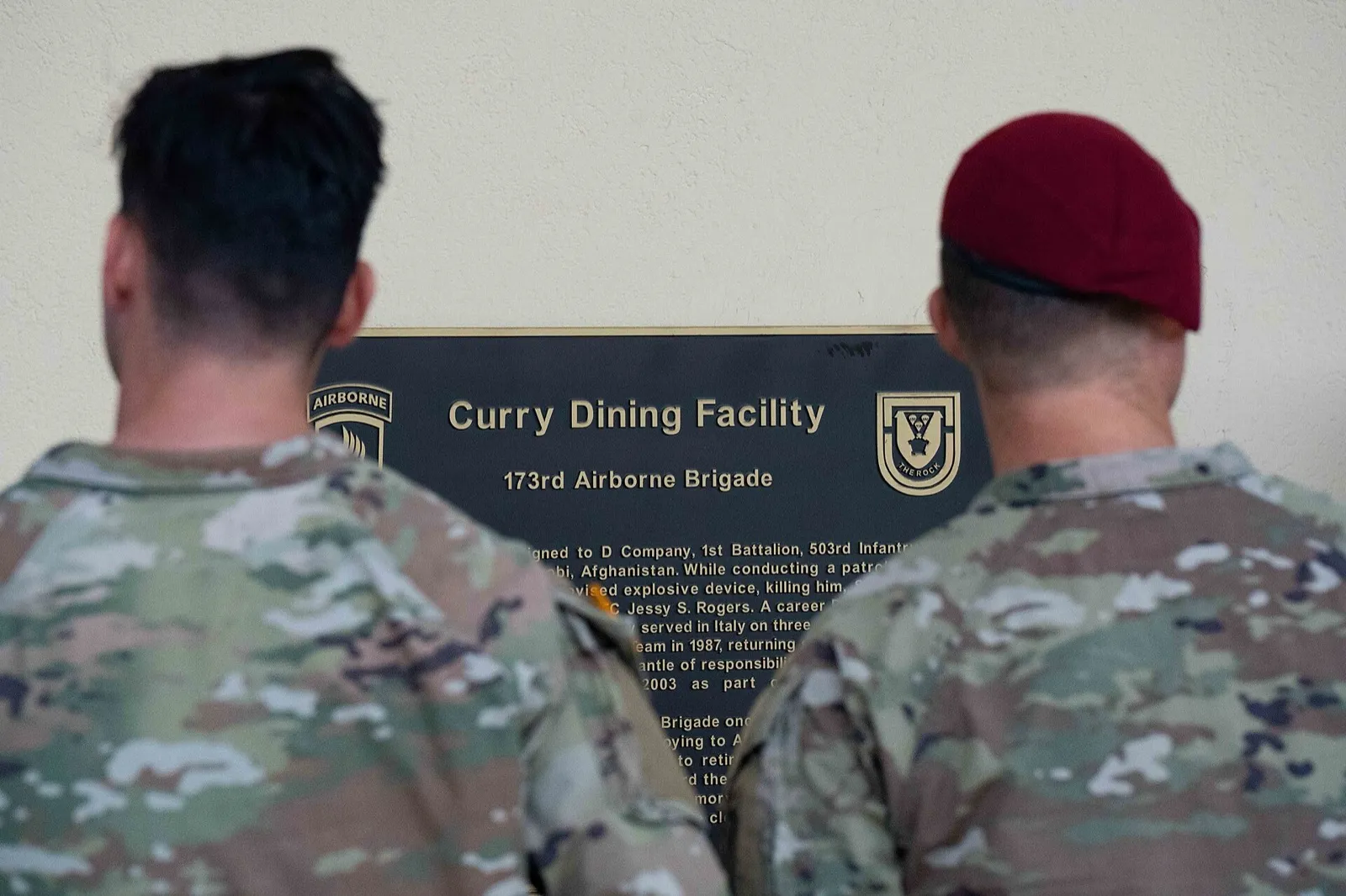 Service members going through the line at a military dining facility